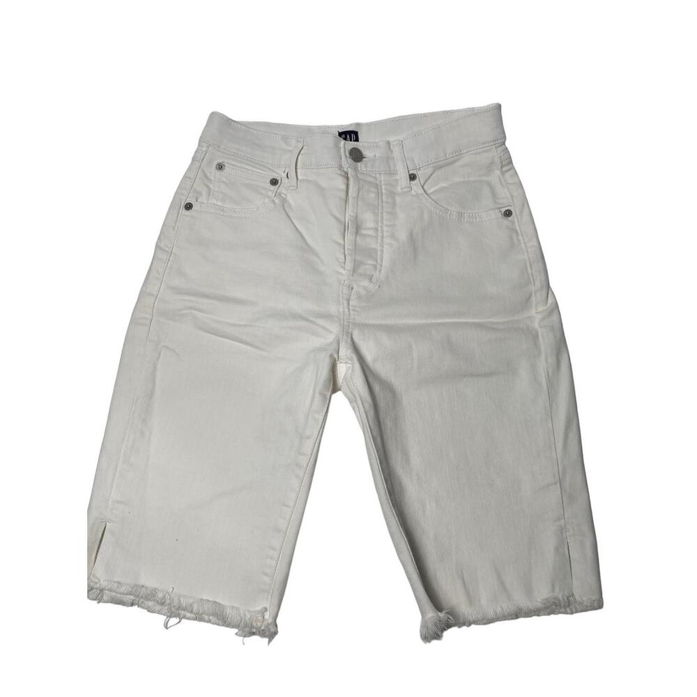 Gap White Demin Cut-Off Shorts 2P 2 Petite 26 waist Button Fly